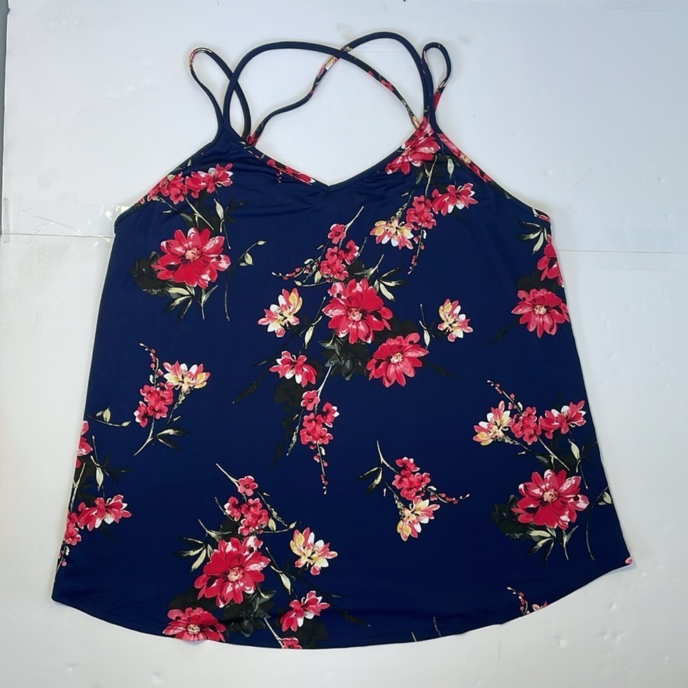 Papermoon Women’s Navy Floral Tank Top 1X